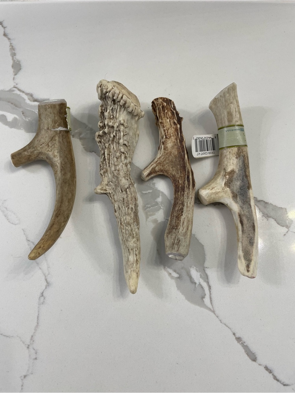 Set of 4 Natural Antler Handles - Rustic Beige/Brown